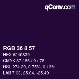 カラーコード: RGB 36 8 57 | qconv.com