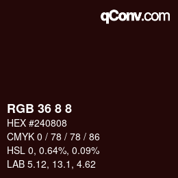 カラーコード: RGB 36 8 8 | qconv.com