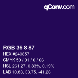 Color code: RGB 36 8 87 | qconv.com