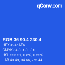 カラーコード: RGB 36 90.4 230.4 | qconv.com