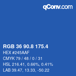 カラーコード: RGB 36 90.8 175.4 | qconv.com