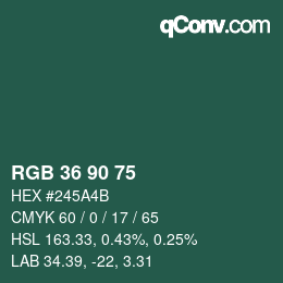 Farbcode: RGB 36 90 75 | qconv.com