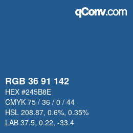 Color code: RGB 36 91 142 | qconv.com