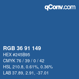 颜色代码: RGB 36 91 149 | qconv.com