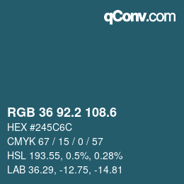 カラーコード: RGB 36 92.2 108.6 | qconv.com