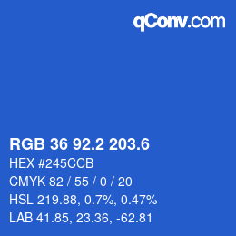 カラーコード: RGB 36 92.2 203.6 | qconv.com
