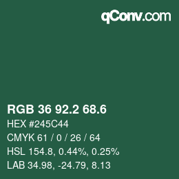 カラーコード: RGB 36 92.2 68.6 | qconv.com