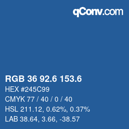 カラーコード: RGB 36 92.6 153.6 | qconv.com