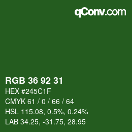 Color code: RGB 36 92 31 | qconv.com