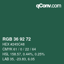 カラーコード: RGB 36 92 72 | qconv.com