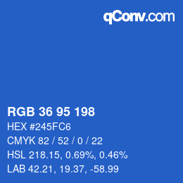 Color code: RGB 36 95 198 | qconv.com