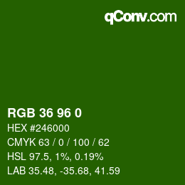 Color code: RGB 36 96 0 | qconv.com