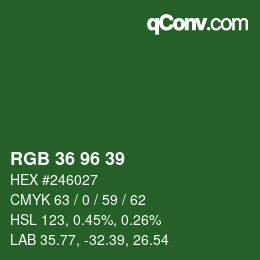 颜色代码: RGB 36 96 39 | qconv.com