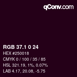 カラーコード: RGB 37.1 0 24 | qconv.com