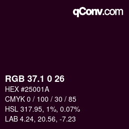 カラーコード: RGB 37.1 0 26 | qconv.com