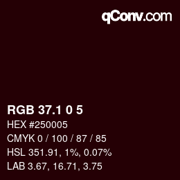 カラーコード: RGB 37.1 0 5 | qconv.com