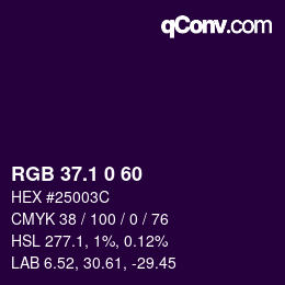 カラーコード: RGB 37.1 0 60 | qconv.com