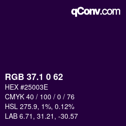 カラーコード: RGB 37.1 0 62 | qconv.com