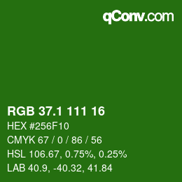 カラーコード: RGB 37.1 111 16 | qconv.com