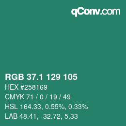 カラーコード: RGB 37.1 129 105 | qconv.com