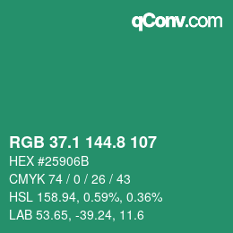 カラーコード: RGB 37.1 144.8 107 | qconv.com