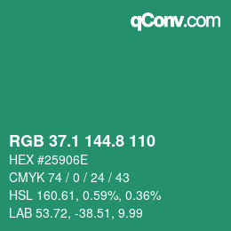 カラーコード: RGB 37.1 144.8 110 | qconv.com