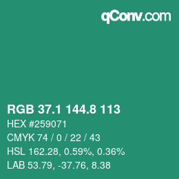 カラーコード: RGB 37.1 144.8 113 | qconv.com