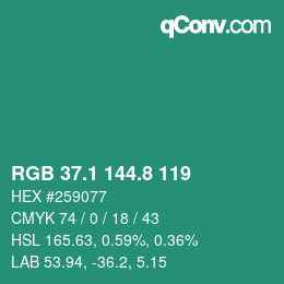 カラーコード: RGB 37.1 144.8 119 | qconv.com