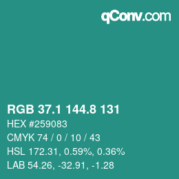 Color code: RGB 37.1 144.8 131 | qconv.com