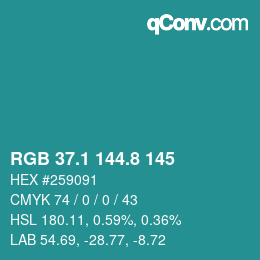 Color code: RGB 37.1 144.8 145 | qconv.com