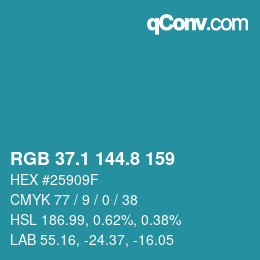 Color code: RGB 37.1 144.8 159 | qconv.com