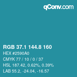 Color code: RGB 37.1 144.8 160 | qconv.com