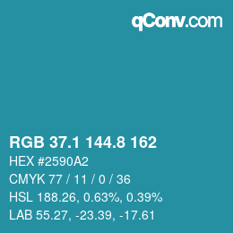 カラーコード: RGB 37.1 144.8 162 | qconv.com