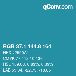Color code: RGB 37.1 144.8 164 | qconv.com