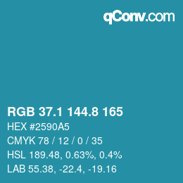 カラーコード: RGB 37.1 144.8 165 | qconv.com
