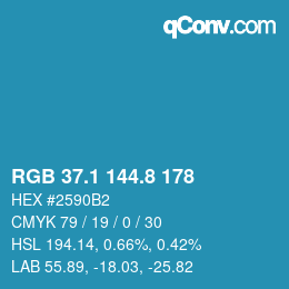 Color code: RGB 37.1 144.8 178 | qconv.com