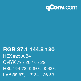 カラーコード: RGB 37.1 144.8 180 | qconv.com