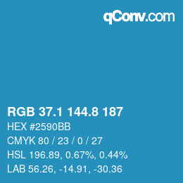 カラーコード: RGB 37.1 144.8 187 | qconv.com