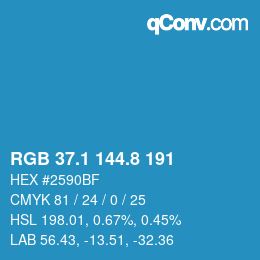 カラーコード: RGB 37.1 144.8 191 | qconv.com