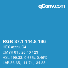 カラーコード: RGB 37.1 144.8 196 | qconv.com