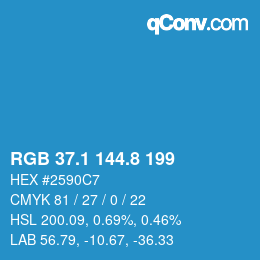 カラーコード: RGB 37.1 144.8 199 | qconv.com