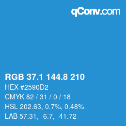 カラーコード: RGB 37.1 144.8 210 | qconv.com