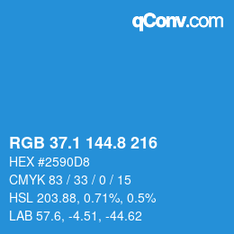 Color code: RGB 37.1 144.8 216 | qconv.com