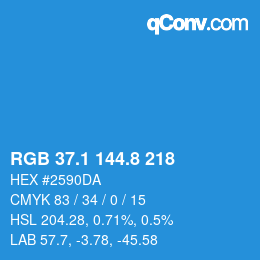 カラーコード: RGB 37.1 144.8 218 | qconv.com