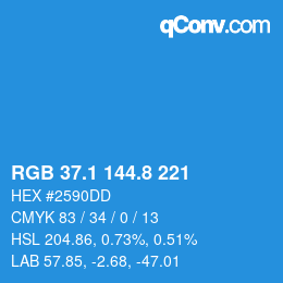 Color code: RGB 37.1 144.8 221 | qconv.com