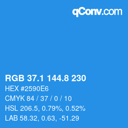 カラーコード: RGB 37.1 144.8 230 | qconv.com