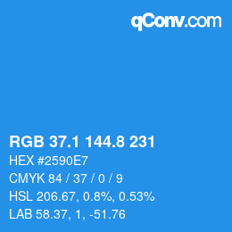 Color code: RGB 37.1 144.8 231 | qconv.com