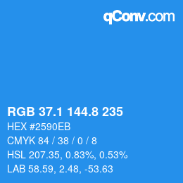 Color code: RGB 37.1 144.8 235 | qconv.com