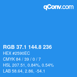 Color code: RGB 37.1 144.8 236 | qconv.com