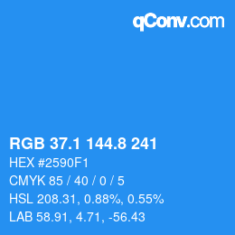 Color code: RGB 37.1 144.8 241 | qconv.com